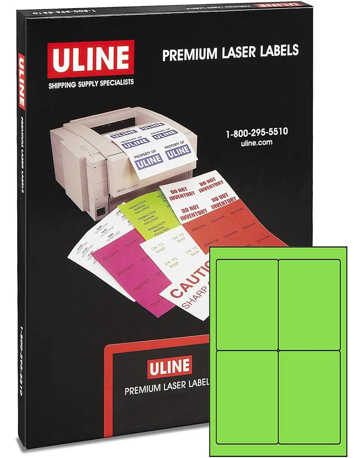 ULINE Laser Labels Fluorescent