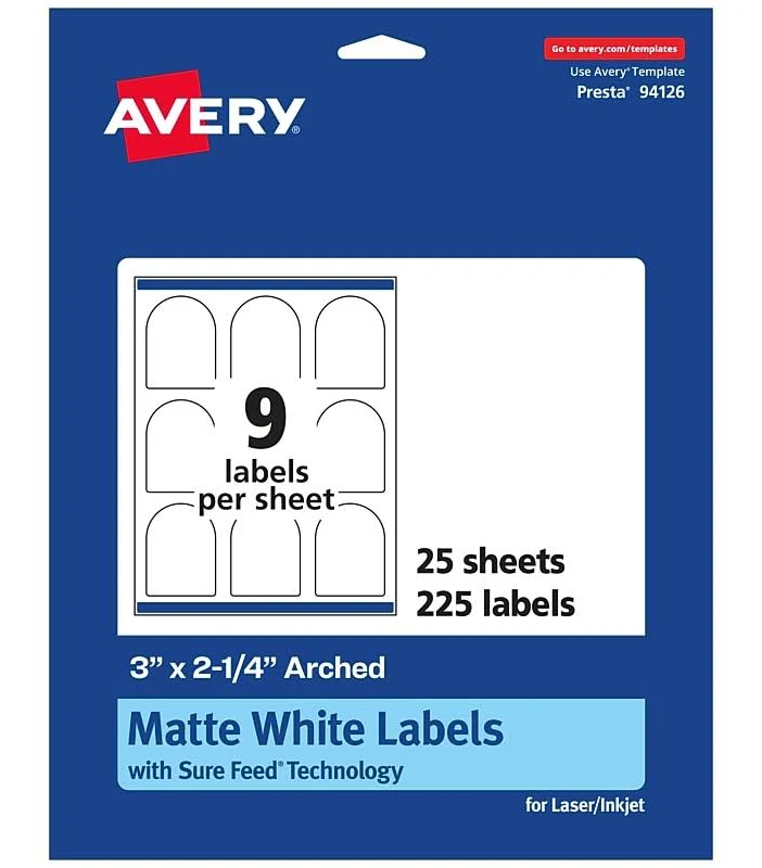 Avery Matte White Arched Labels