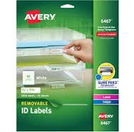 Avery Removable Inkjet/Laser ID Labels 6467