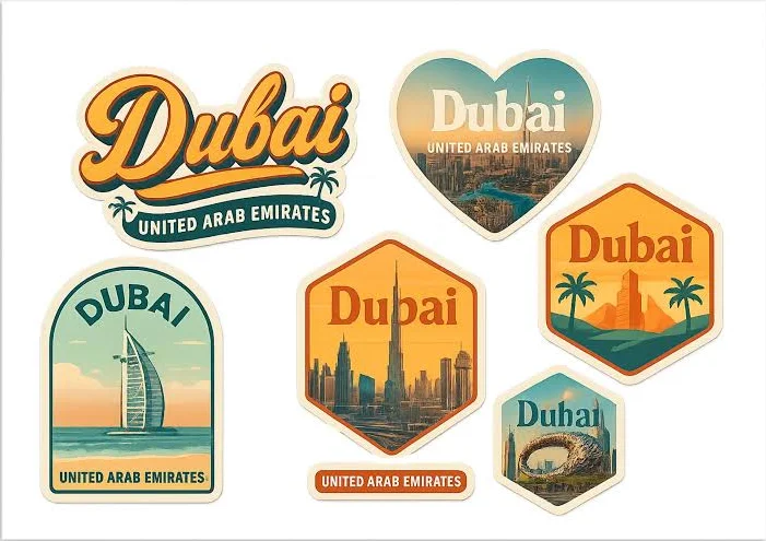 Dubai Travel Sticker Sheet - Souvenir Stickers Collection