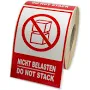 Self-adhesive labels 80x120 mm, NICHT BELASTEN / DO NOT STACK, for shipments, 500 labels per roll