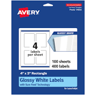 Avery Glossy White Rectangle Labels 94252-WGP