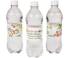 50 Pc 9"x2" Personalized Born to be Wild Jungle Water Bottle Labels