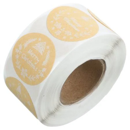 500Pcs/Roll Christmas Sticker Self-adhesive Multi-patterns Waterproof Strong Stickiness Thicker DIY Smooth Merry Xmas Gift Candy Label for Party