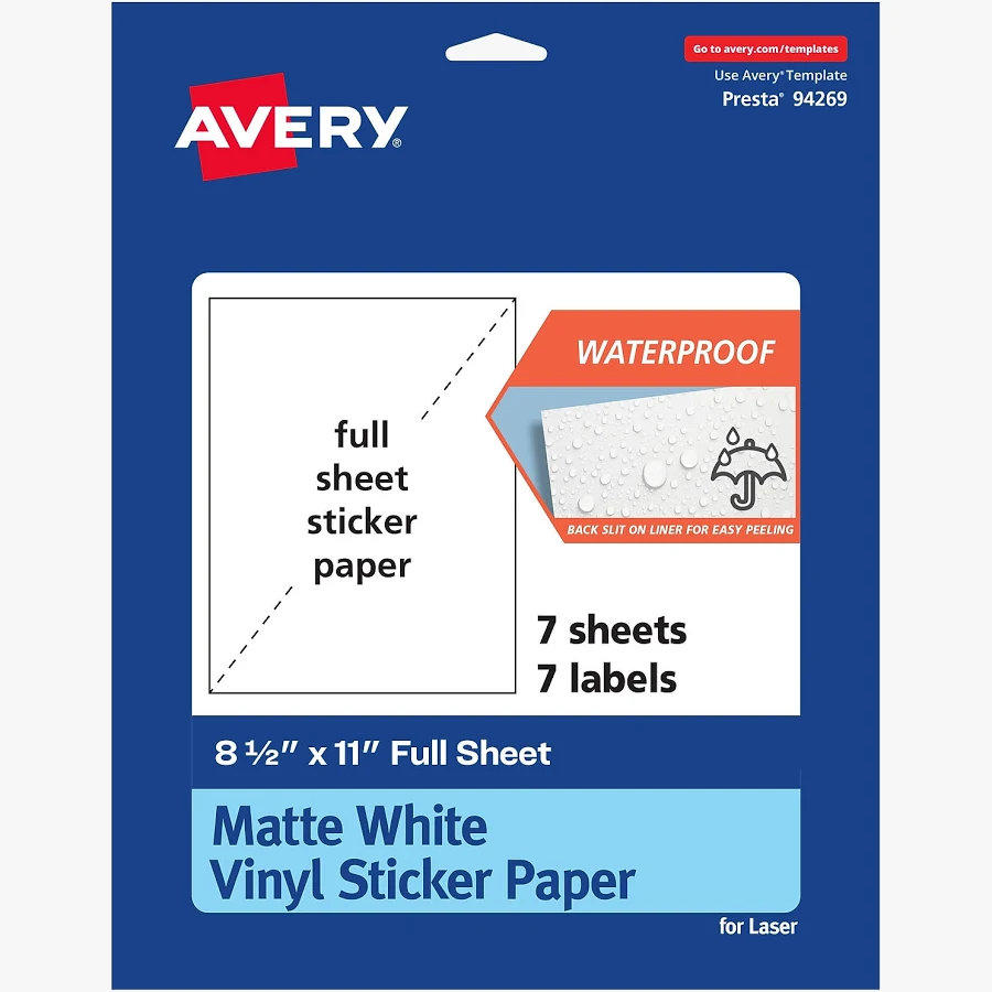 Avery Printable Vinyl Sticker Paper 94269-WMVL7 19479398863