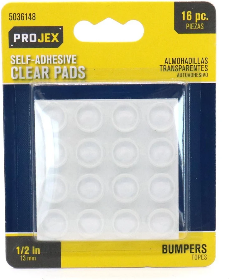 Projex Vinyl Self Adhesive Protective Pad Clear Round 16 pk