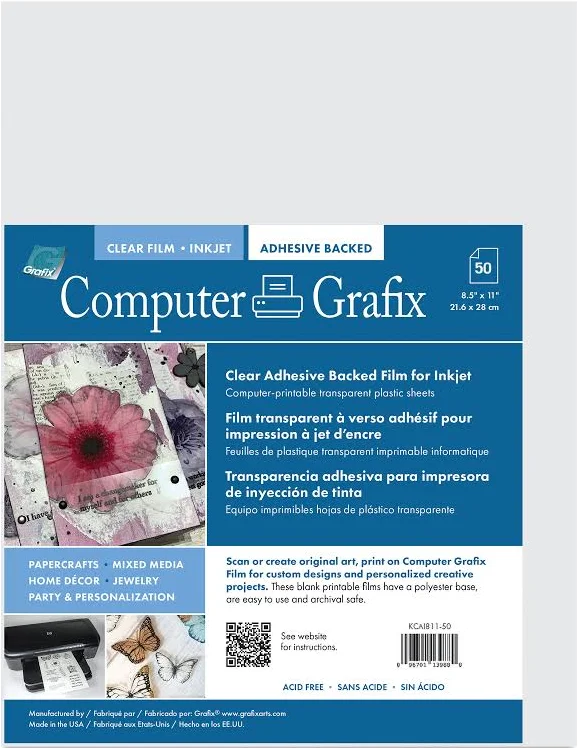 Grafix Clear Adhesive Backed Inkjet Film