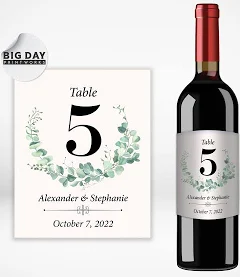 Custom Table Wine Labels | Personalized Table Number Wine Label | Table Decor Wine Lables | Wedding Wine Table Number Bottle Labels - 12PCS