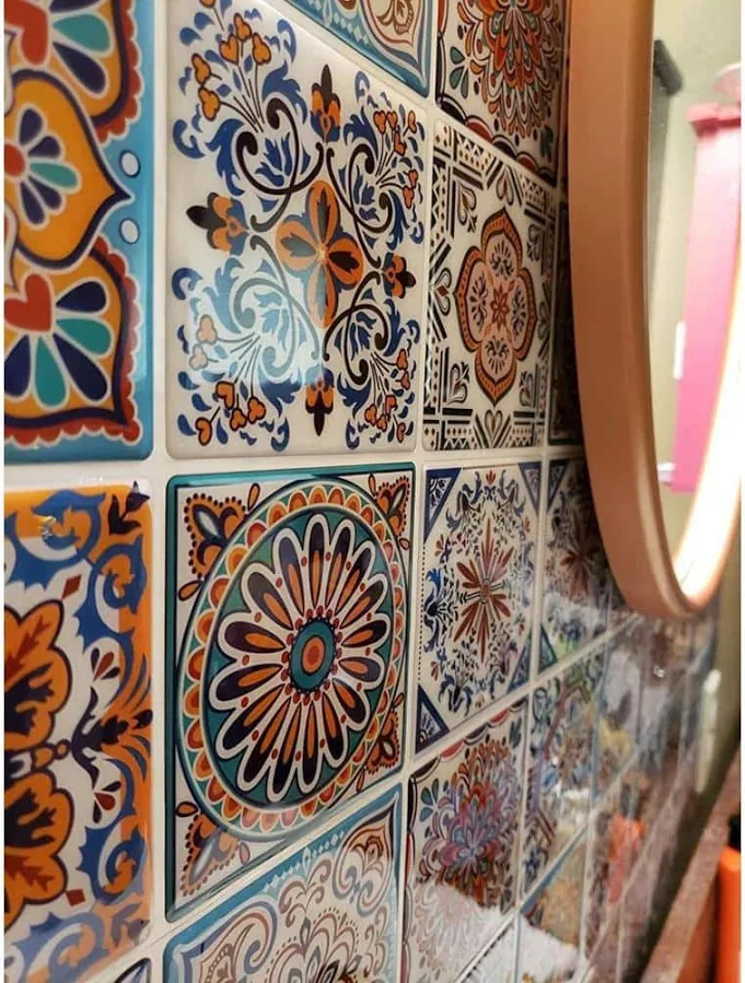 LONGKING Morocco Blue 11.7 in. x 11.7 in. Vinyl Peel and Stick Tile Backsplash Wall Tile