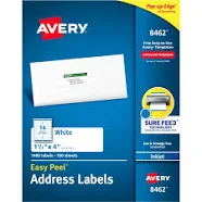 Avery Easy Peel White Address Labels w/ Sure Feed Technology Inkjet Printers 8462