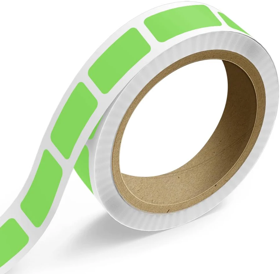 3/4 x 1 1/2 Inch Roll of Rectangle Labels - Bright Adhesive - Neon Green - 125 Pack