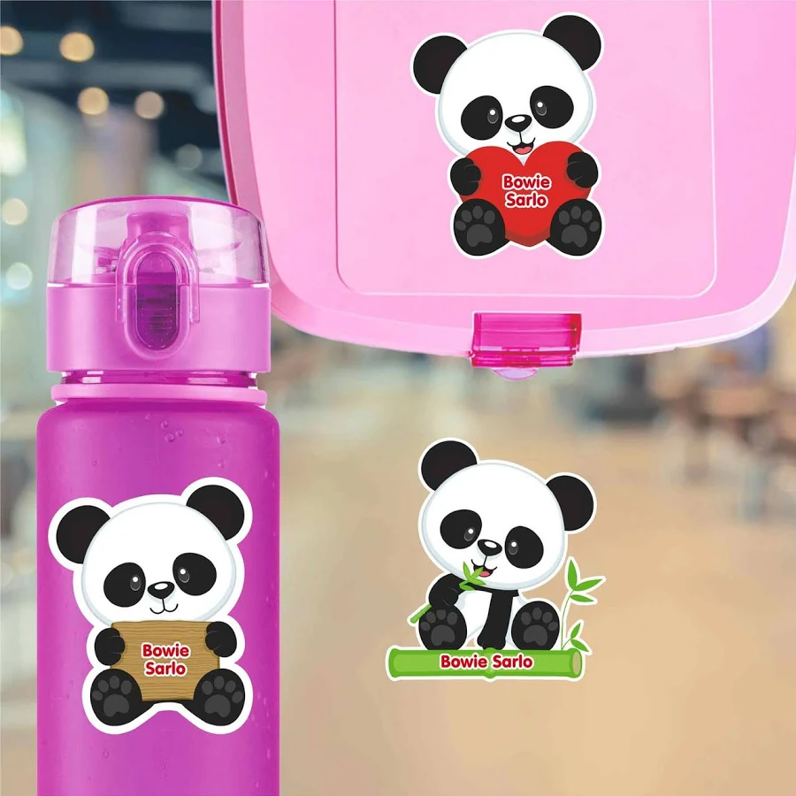 Pandas Water Bottle Name Labels