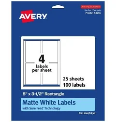 Avery Permanent Labels With Sure Feed 94256-WMP25