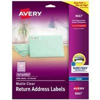 Avery Matte Clear Easy Peel Mailing Labels with Sure Feed Technology 8667