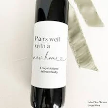 Pairs Well With A New Home Wine Bottle Label Silver Foil / Large Wine