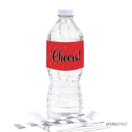 Andaz Press Signature Water Bottle Labels Stickers Cheers! 20-Pack
