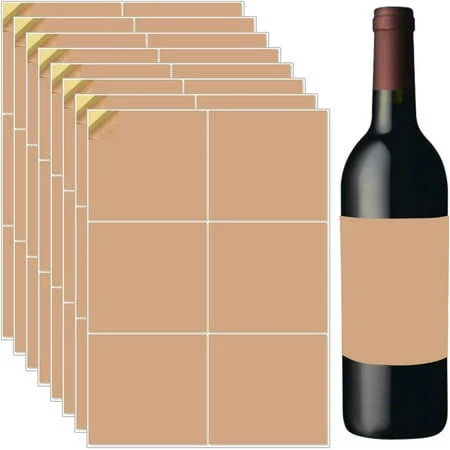 20 Sheets 120Pcs Printable Sandy Brown Wine Bottle Paper Labels