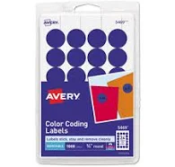 Avery Printable Self-Adhesive Removable Color-Coding Labels, 0.75" dia., Dark Blue, 24/Sheet, 42 Sheets/Pack, (5469) - M-605570-2691 - Pack of 1 - Pac