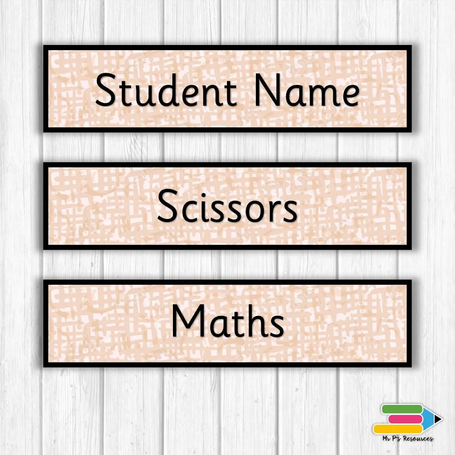 HessianThemed Tray Labels (editable)
