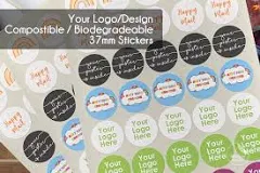 Eco Friendly Business Stickers, Compostable Logo Stickers, Bio Degradable Custom Stickers and Labels, Branding Packaging Seals Eco-Friendly