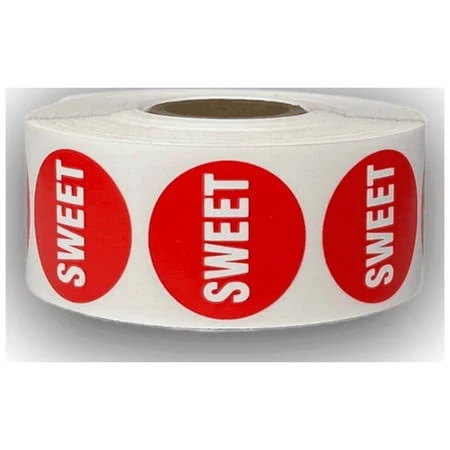 Sweet 1-1/8 inch Round Red Stickers Food Supermarket Packaging Self-Adhesive Labels 1000 PCS