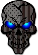 2 Pack Car Decals Stickers Skull Reflective Us Flag with Thin Blue Line