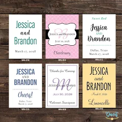 3x4 inch Wedding Wine Bottle / Rectangle Waterproof Labels - hundreds of designs to choose from