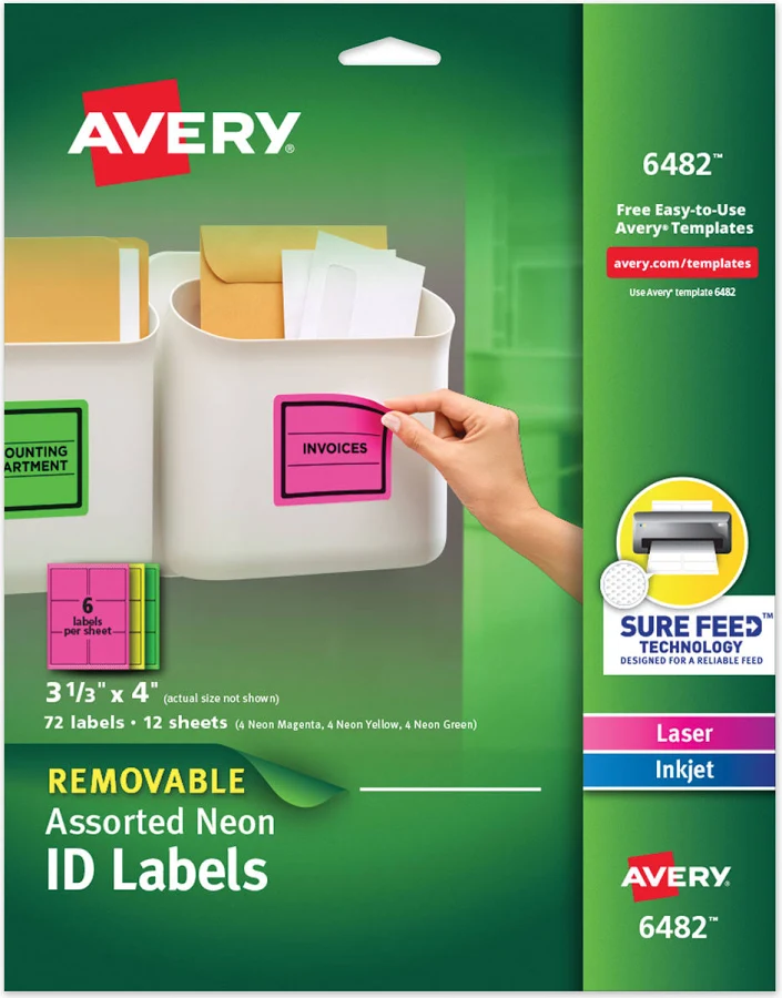 Avery High-Visibility Removable ID Labels Laser/Inkjet
