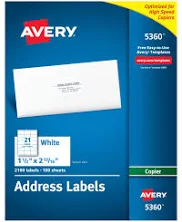 Avery Copier Mailing Labels Copiers 1.5 x 2.81