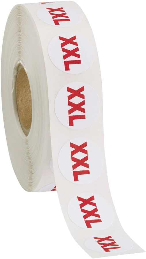 Size XXL Self-Adhesive Size Labels - Roll of 1,000