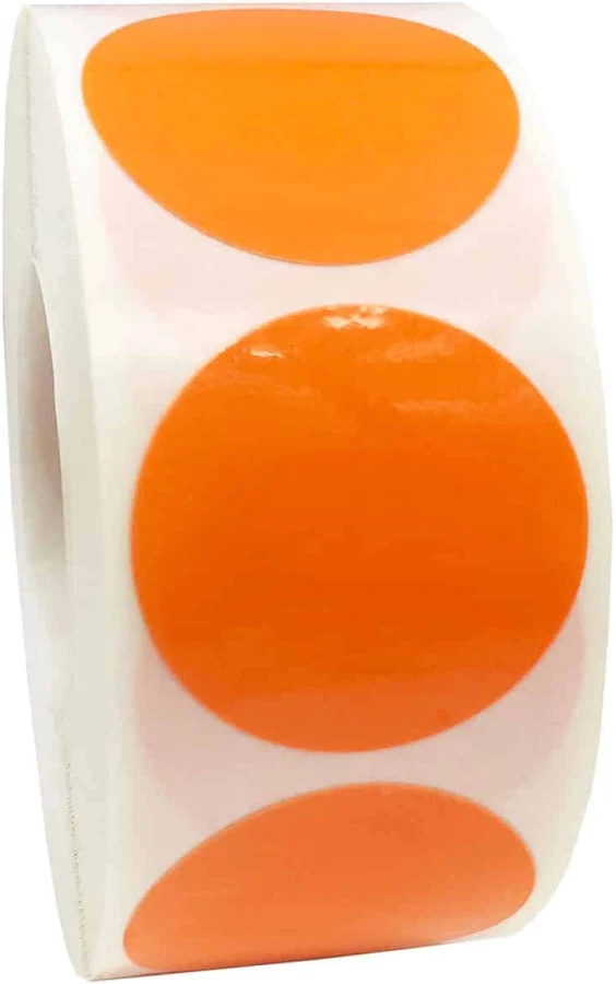 Orange Weather Resistant Labels 1" Round QTY 500 | Wholesale Labels | InStockLabels