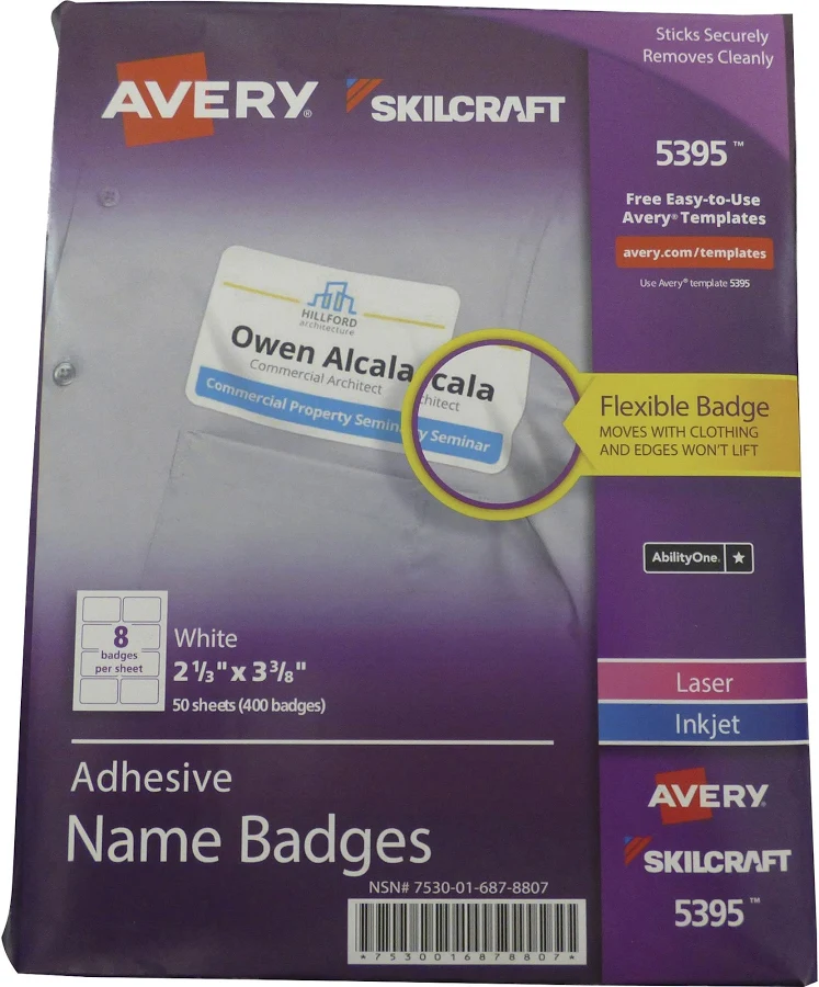 SKILCRAFT Avery Adhesive Name Badges