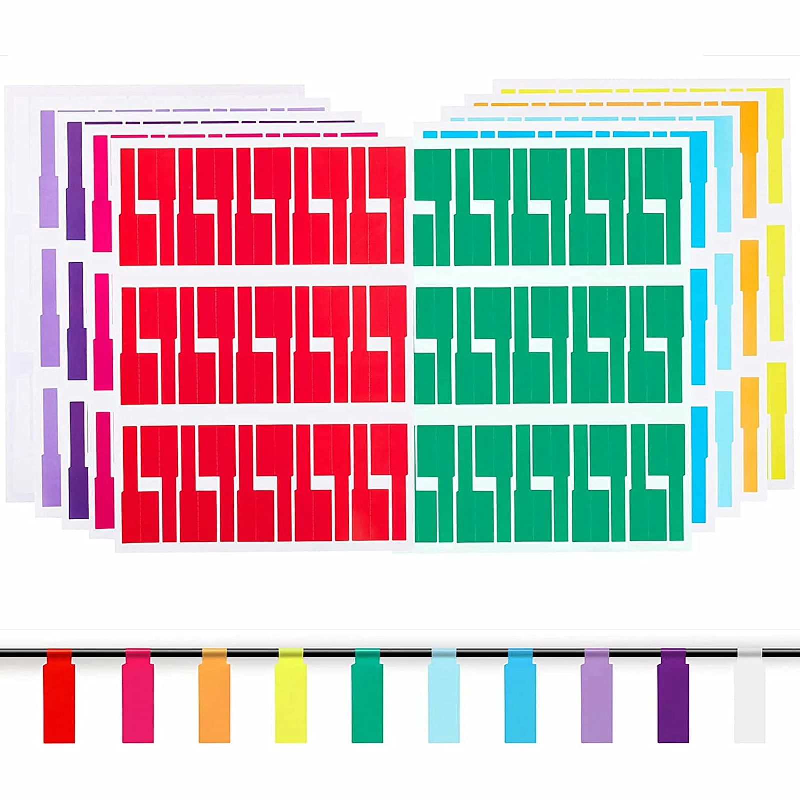 Hybsk 300 PCS Cable Labels Waterproof Tags Write on Stickers Tear Resistant Flexible Works Cord Identification Labels A4 Sheet for Laser Printer 10 