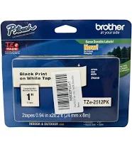 Brother P-Touch TZe Standard Adhesive Laminated Labeling Tape tze2512pk
