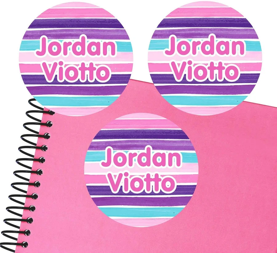 Stripes Large Round Labels