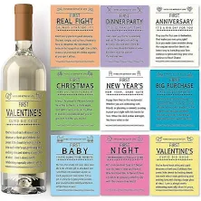 1Set 18 Sheets 9 Style Coated Paper Adhesive Sticker Wine Bottle Adhesive Label Wedding Theme Rectangle Word Pattern Mixed Color 2 sheets/style 18 she