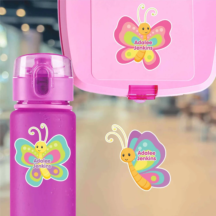 Butterflies Water Bottle Name Labels