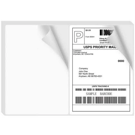 Ryhampaper Half Sheet Shipping Labels for Laser and Inkjet Printers