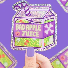 Bad Apple Juice Glitter Vinyl Sticker