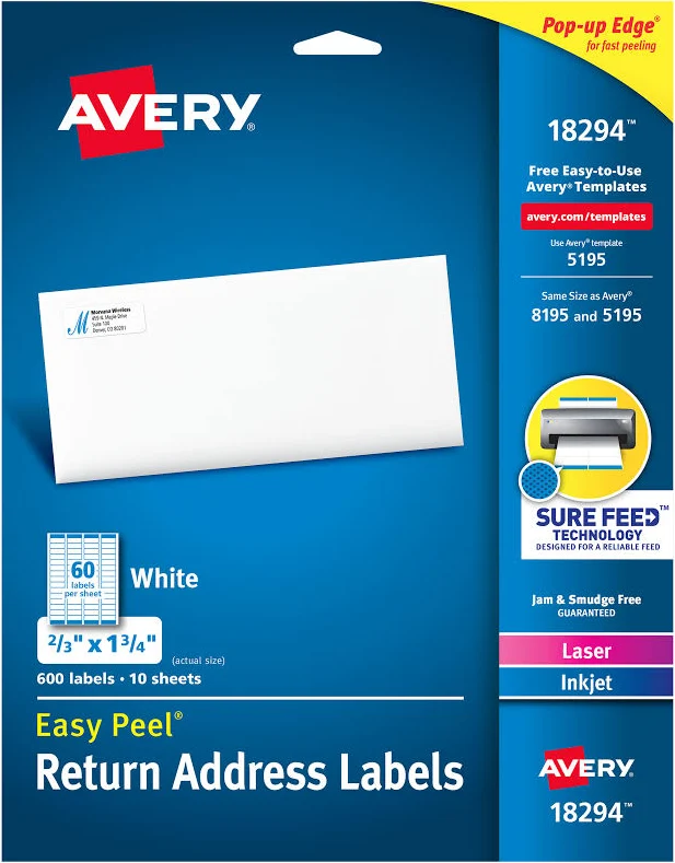 Avery Easy Peel Sure Feed Address Labels