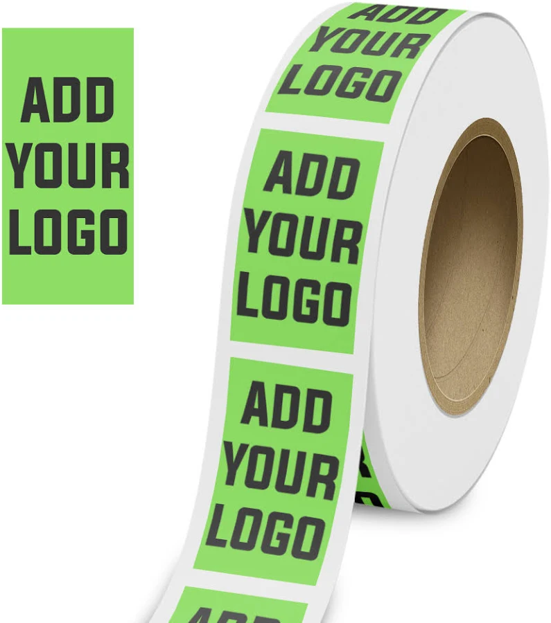 Custom 2 x 3 Inch Roll of Rectangle Labels - Bright Adhesive - Neon Green - 125 Pack