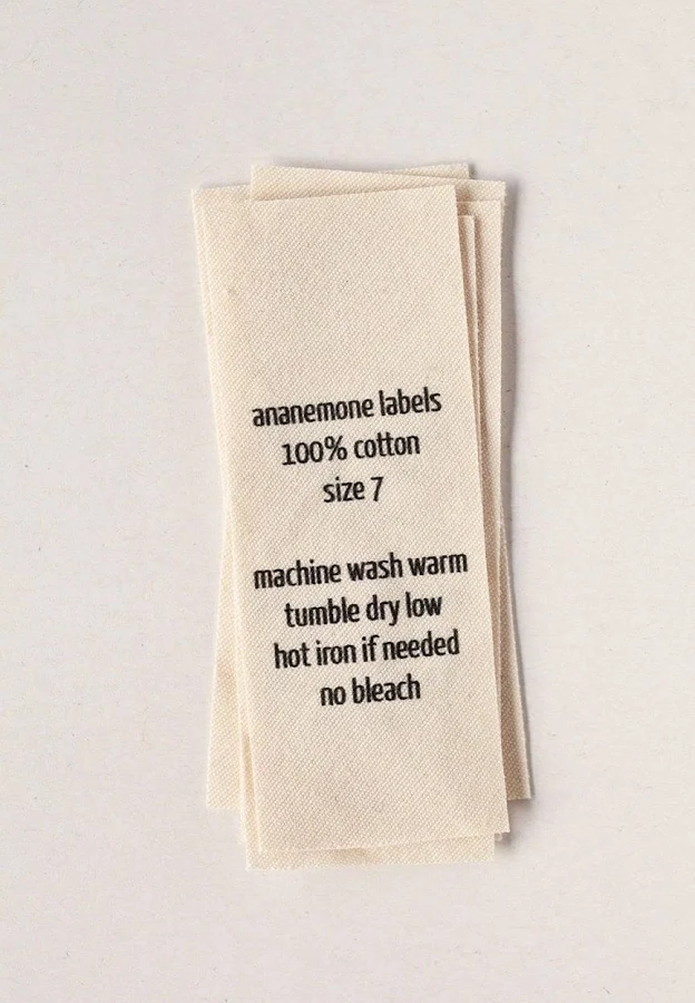 Natural Garment Care Labels for Handmade Items - Washing Care Tags, Printed on Organic Cotton