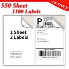 Half Sheet 1100 Shipping Labels 8.5x5.5 Rounded Corner Self Adhesive 2