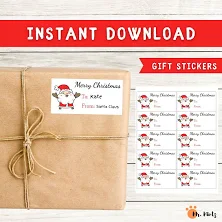 Printable Christmas Gift Tags from Santa | Merry Christmas Stickers