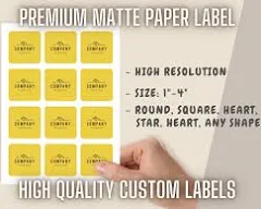 100+ Custom Labels on Sheet Matte Paper - Custom Sticker, Personalized Sticker, your own design, your logo image