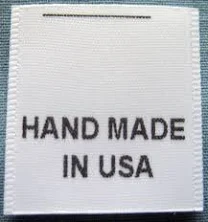 100 pcs White Printed Clothing Labels, Care Label - Hand Made In USA