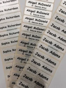 PACKAGE DEAL Iron-on Tapes Labels PLUS Peel and Stick Property Tags for School Uniform tags Pre-Cut Soft satin fabric