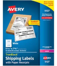 Avery Shipping Labels with Paper Receipt and TrueBlock Technology 5127