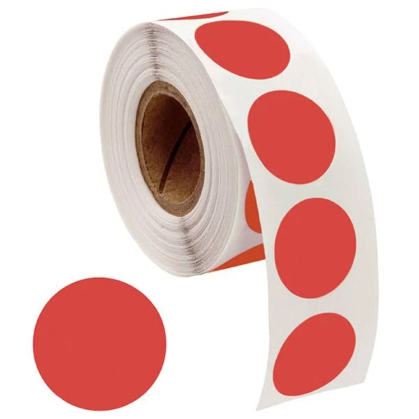 Red 0.875-Inch Round Color-Coding Labels with Strong Adhesive - 2,500 Pack