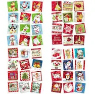 24 x Self Adhesive Christmas Easy Stick Gift Tags Present Cards Festive (Choose)